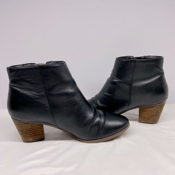 Crown Vintage Sandy leather ankle booties black 9.5 M - Picture 1 of 8